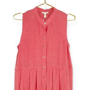 Eileen Fisher NWT Puckered Organic Linen‎ Pleated Dress size XS Preppy Cotton